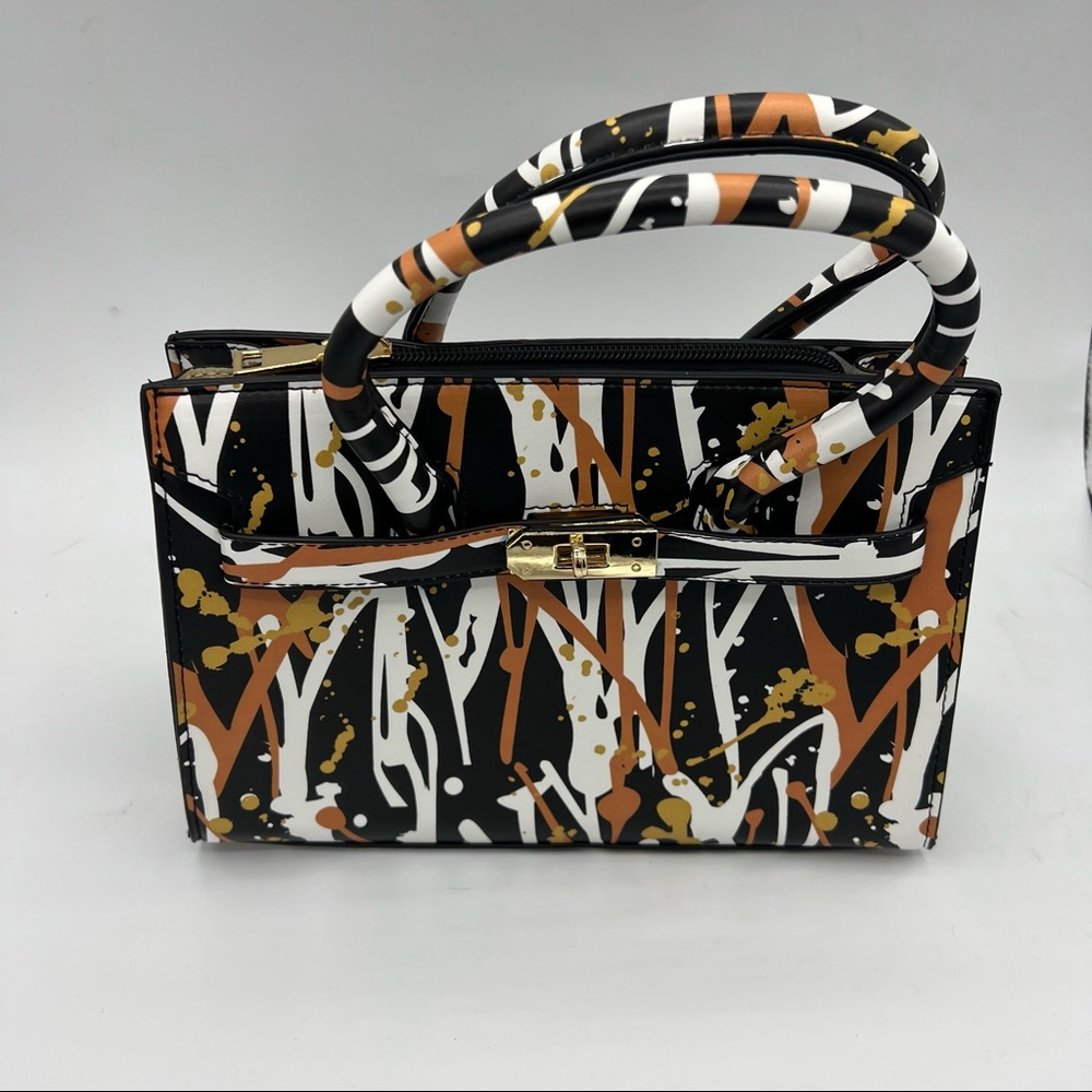 Splattered Paint Design Mini Bag Satchel Purse - Picture 2 of 6